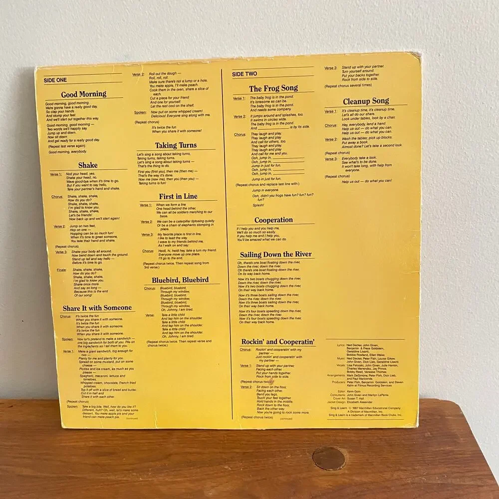 Vintage 1987 Social Skills Sing & Learn Vinyl Record